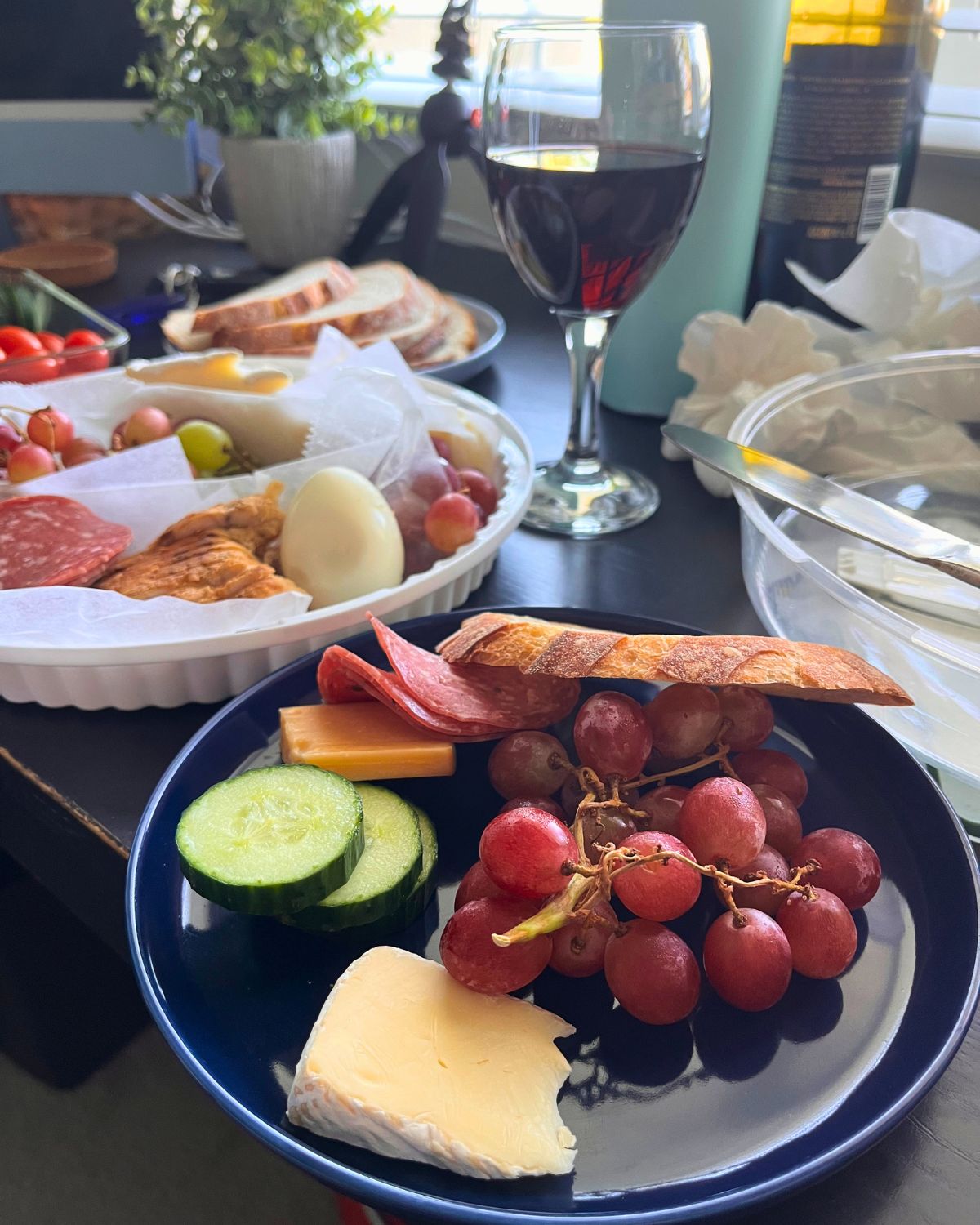 date night spread on desk.
