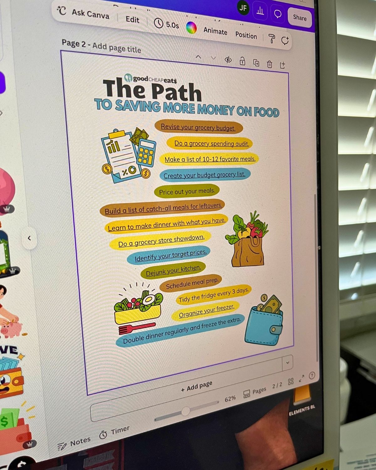 shot of computer screen opened to canva.