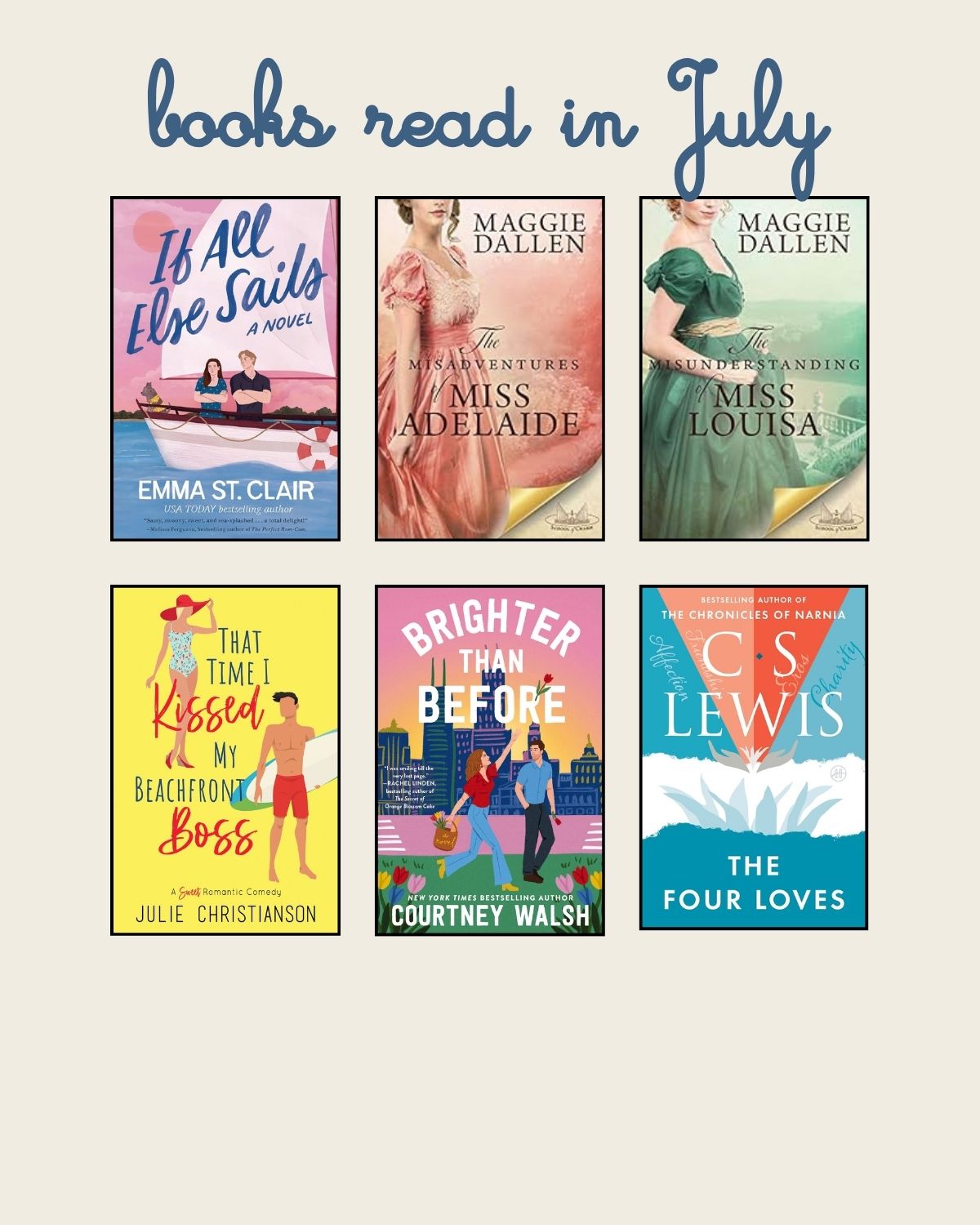 reading log for the month of july.