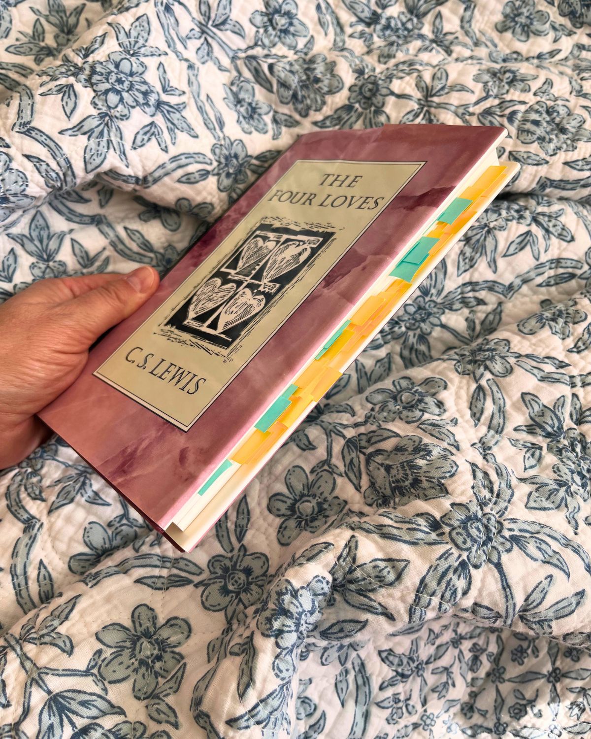 hard copy of the four loves with lots of sticky tabs.