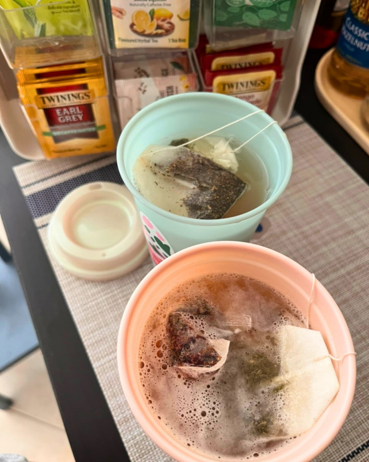 two homemade medicine balls on coffee counter.