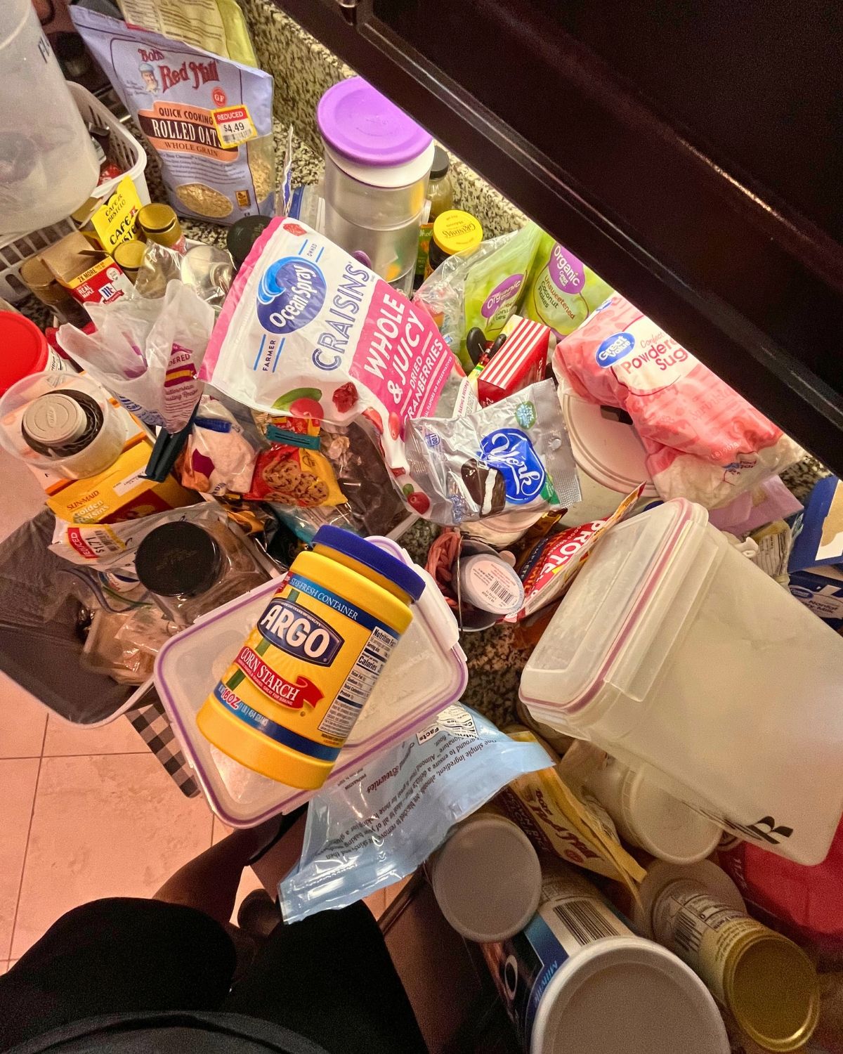 contents of baking cupboard.