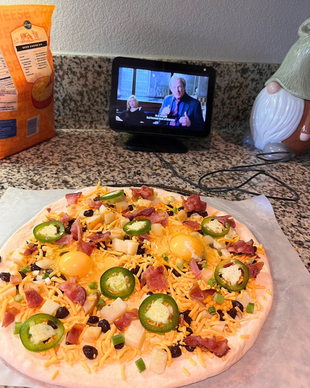 breakfast flatbread by alexa show with new tricks on screen.