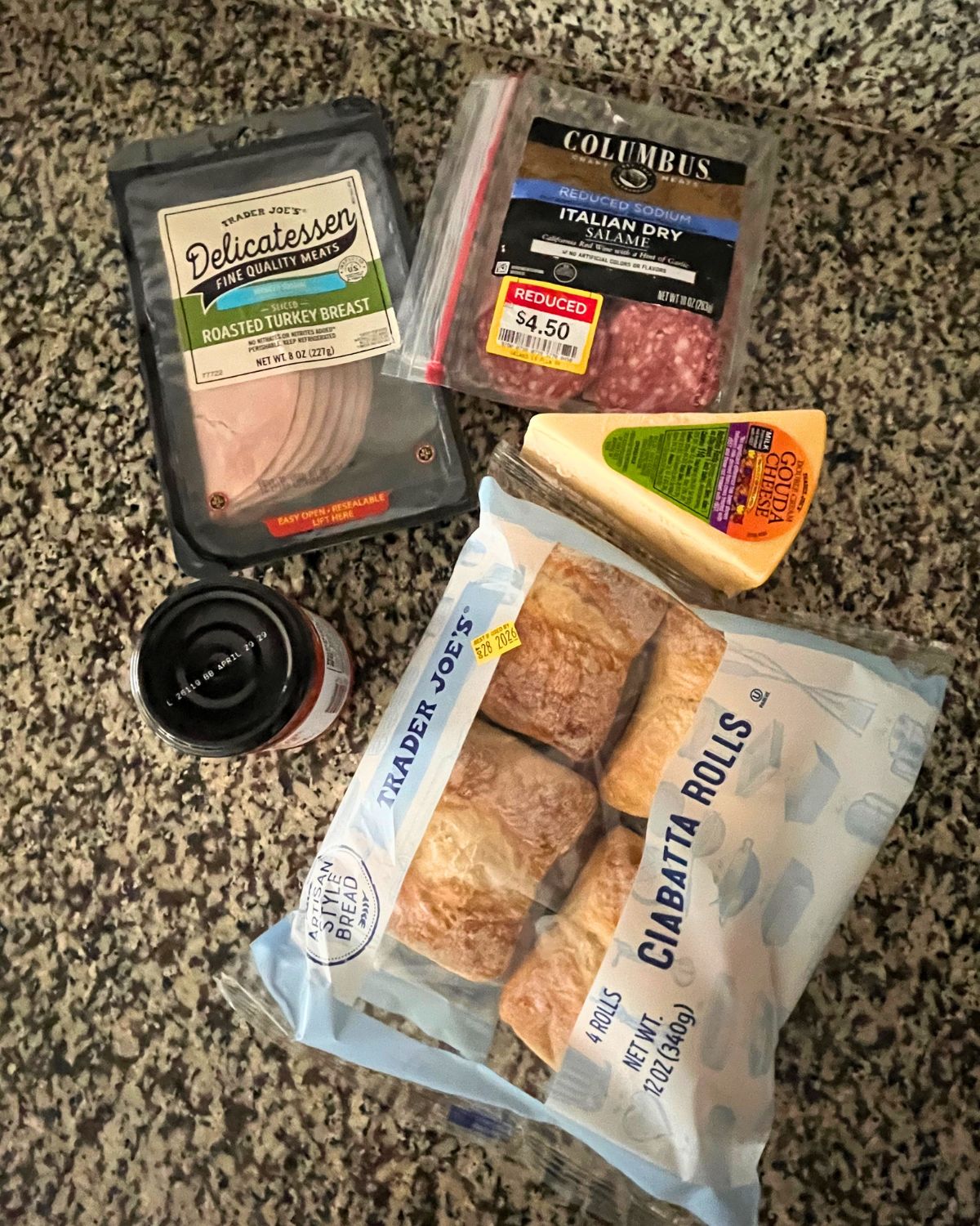 sandwich ingredients on counter.