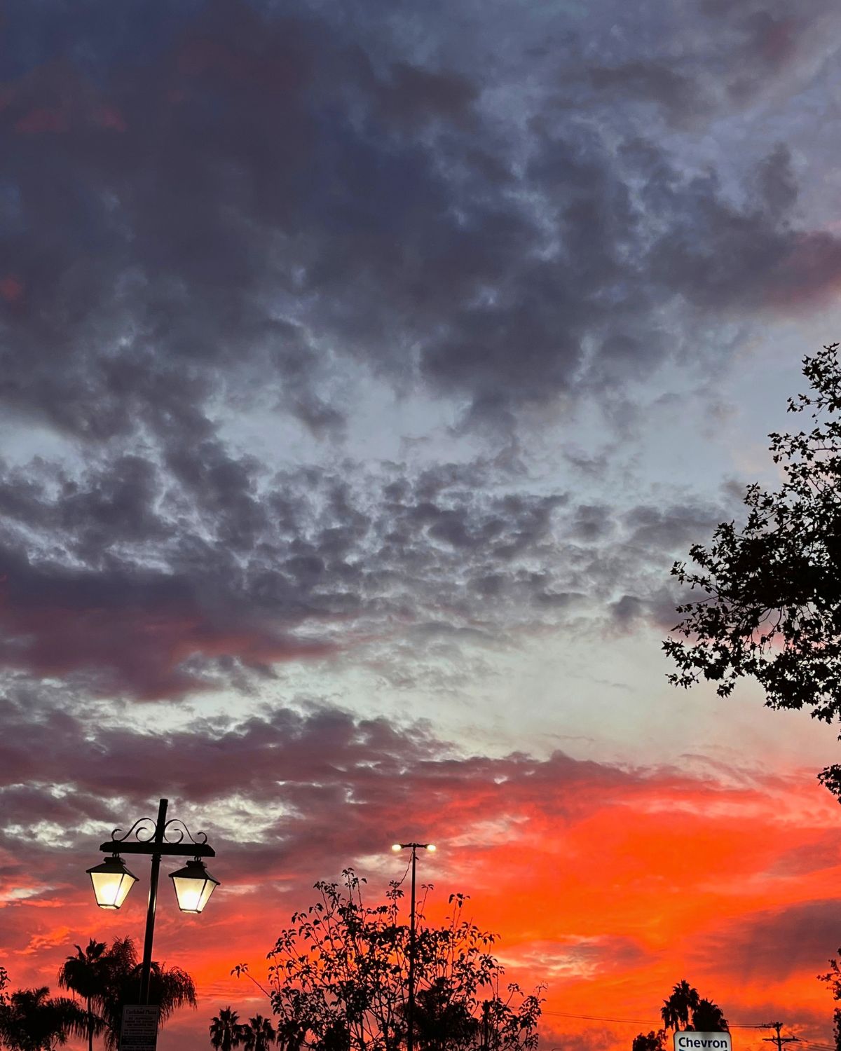 september sunset with lots of red and blue.