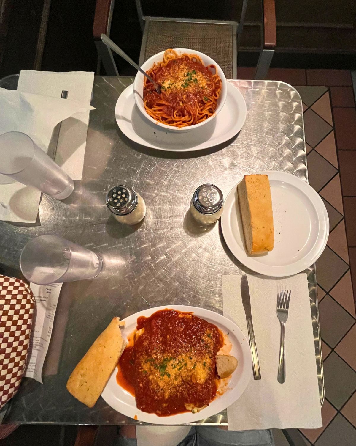 dinner table at Spirito's.